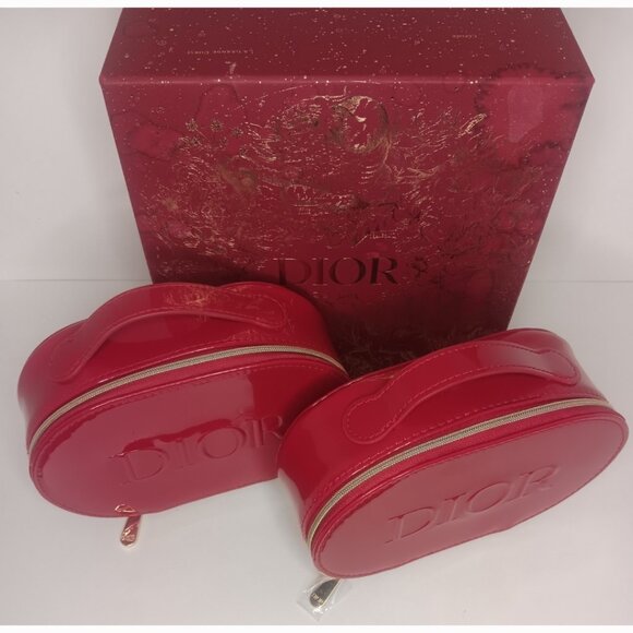 TWO DIOR RED PATENT VANITY CASE / PLEASE READ DESCRIPTION - Picture 1 of 16